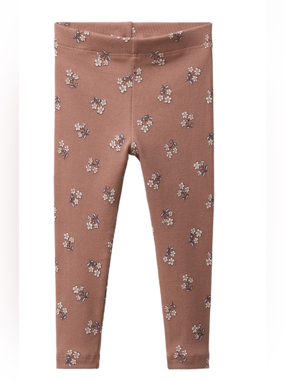 Zara Kids Floral Print Ribbed Leggings Dusty Rose